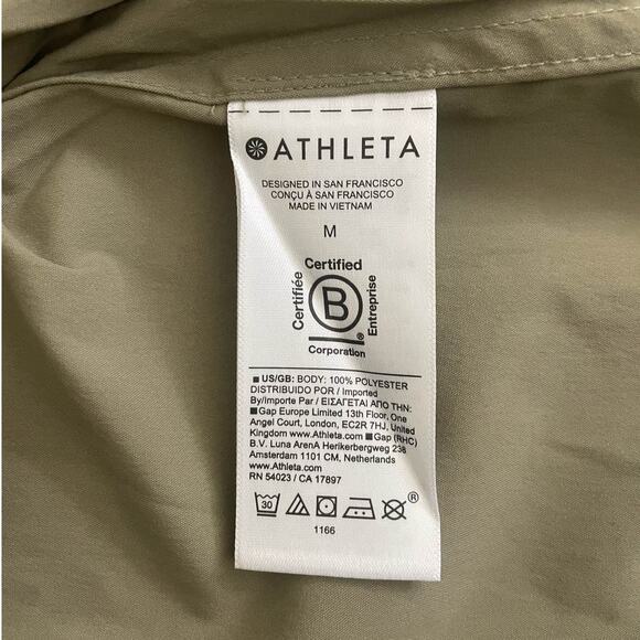 Athleta Midday Relaxed Poplin Shirt Button Up Long Sleeve Green Medium - Picture 2 of 8